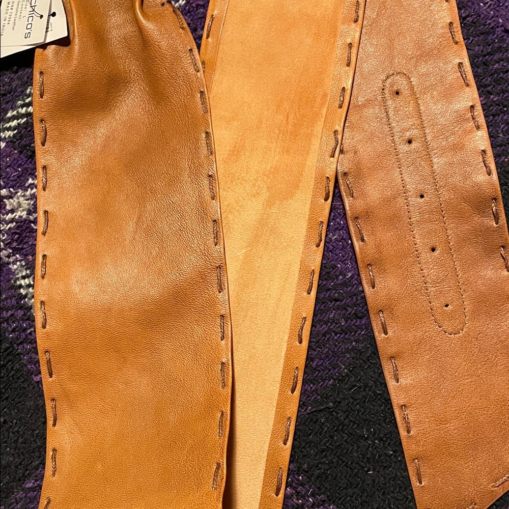 Chico's Tan Leather Belt with Turquoise Buckle - Picture 4 of 4